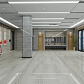 Spacious Service Hall Interior With Reception Desk Waiting Seats And Bright Lighting