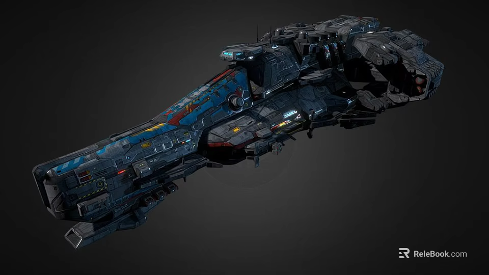 Massive Sci Fi Spaceship with Complex Structural Design for Interstellar Cosmic Exploration 3d model 
