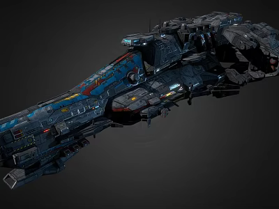 Massive Sci Fi Spaceship with Complex Structural Design for Interstellar Cosmic Exploration 3d model