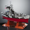Alaska Warship Model With Camouflage Paint And Red Bottom Display Stand