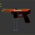 Red Supreme Logo Weapon Pistol With Black Handle And Distinctive Design 3d model