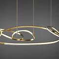 Modern Golden Chandelier with Intertwined Curved Rings for Stylish Interior Design