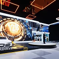 Futuristic Exhibition Hall Design With Hi tech Booths Screens And Interactive Lighting