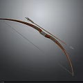 Traditional Brown Curved Wooden Bow With Blue Arrowhead And White Shaft Weapon