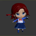 Cartoon Woman With Red Hair And Blue Eyes Wearing Blue Dress Holding Blue Object