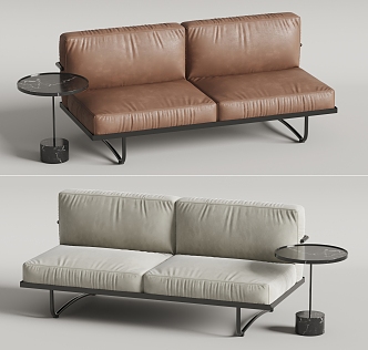 Asiades Double Sofa Casual Sofa Leather Sofa Side 3d model