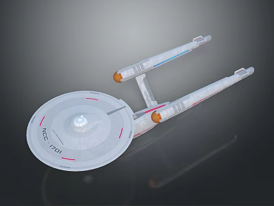 Space Exploration Starship Model With Disc Hull Twin Engines Red Lines And NCC 1701 Markings 3d model