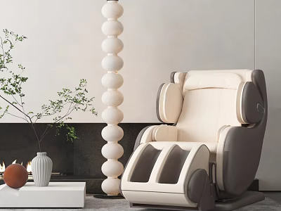Modern Massage Chair In Cozy Interior With Lamp And Plants 3d model