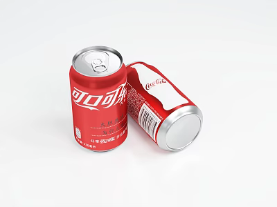 Coca Cola Red Cans Standing And Tilted On White Background Soft Drink 3d model
