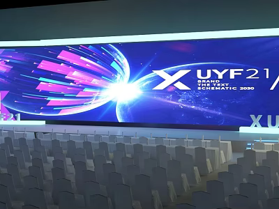 UYF 21 Innovation Summit 2024 Conference Hall With Large Screen And Empty Chairs 3d model
