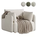 Comfortable Modern Beige Fabric Single Sofa With Soft Blanket And Decorative Pillows 3d model