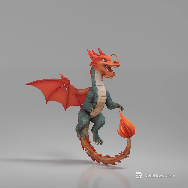 Dragon with orange and blue colors. 3d model