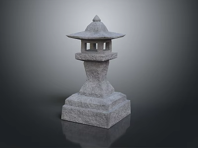 Traditional Japanese Stone Lantern With Carved Base And Pagoda Style Top Structure 3d model