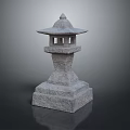 Traditional Japanese Stone Lantern With Carved Base And Pagoda Style Top Structure