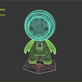 Mechanical Robot Character With Metallic Texture Round Head And Armored Body