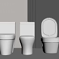 Modern White Bathroom Toilets Displaying Open and Closed Lid Design Styles