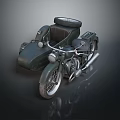Vintage Green Motorcycle with Sidecar Classic Design Leather Seat and Headlight