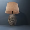 Modern Table Lamp With Light Brown Fabric Shade And Gray Textured Base 3d model