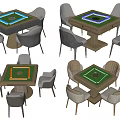 Elegant Modern Hotel Mahjong Room Interior With Green Tables And Grey Chairs