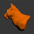 Orange Cartoon Dog Head With Green Eyes White Eyebrows Smooth Surface And Reflection