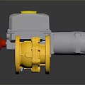 Yellow Valve Body with Gray Electric Actuator Flange Connection Mechanical Part