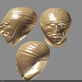 Golden Ornamental Helmet Mask Clothing Accessories With Detailed Facial Features