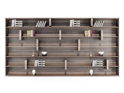 Solid Wood Open-grid Bookcase 3d model