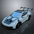 Sleek White Sports Car With Black Accents Rear Spoiler And Sporty Exterior Design
