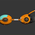 Futuristic Orange Spacecraft Featuring Blue Transparent Cockpit And Protruding Modules For Cosmic Exploration