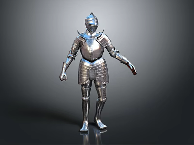 Ancient Weapon Armor with Silver Metallic Finish Full Body Helmet Breastplate Arm and Leg Guards 3d model