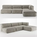 Modern Gray Fabric Two Seater Sofa With Modular Design And Comfortable Cushions 3d model