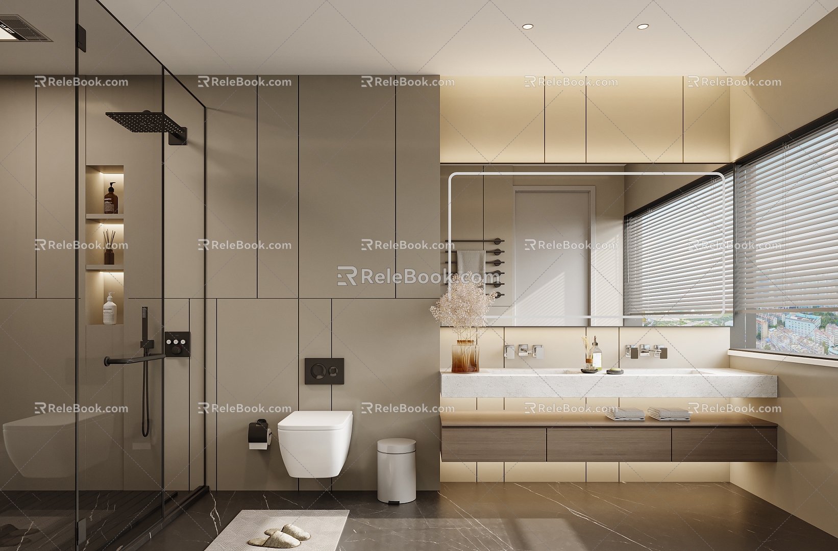 Hotel Toilet Bathroom Cabinet Toilet Shower Niches 3d model