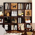 Stylish Modern Bookshelf With Books Leopard Art Storage Boxes And Decorative Ornaments