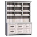 White Decorative Cabinet With Multiple Open Shelves And Drawers Modern Design
