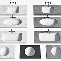Various Marble Washbasins With Different Colors Shapes And Design Styles 3d model