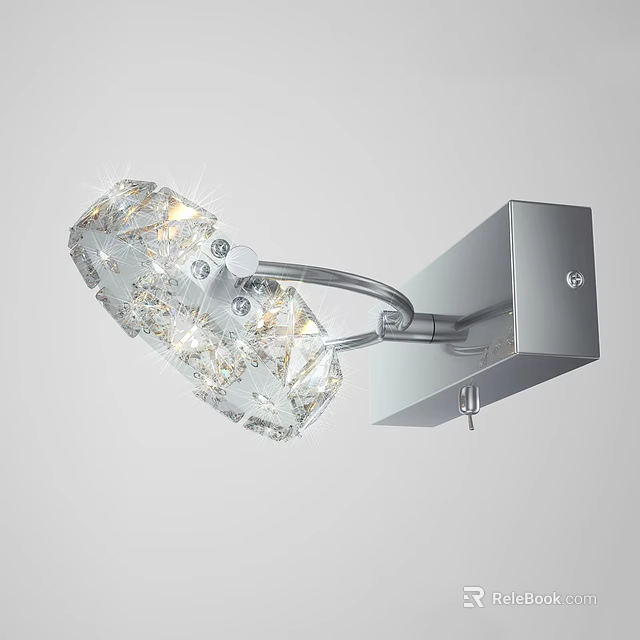 Modern Sparkling Crystal Wall Sconce With Decorative Chrome Metal Design for Home Interior Lighting 3d model 