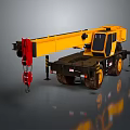 Heavy Duty Yellow Mobile Crane With Extended Boom Red Hook and Large Tires