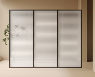 Modern office glass partition glass doors and windows built-in louver 3d model