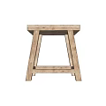 Simple Wooden Stool With Four Legs And Natural Light Wood Tone Design