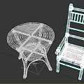 Natural Rattan Table And Chair Set With Round Woven Table And Ladder Back Chair