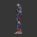 Blue Red Silver Mechanical Robot Character As Sci Fi Creature With Complex Armor Design 3d model