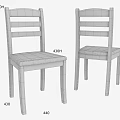 Two Light Brown Wooden Dining Chairs With Simple Slatted Backrest Design