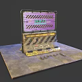 Urban Hostel Barrier Design With Warning Stripes And Signage On Concrete Ground