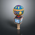 Decorative Spherical Device With Colorful Patterns Happy Text And Square Base Display Screen
