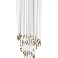 Elegant Crystal Chandelier with Feather Shaped Elements and Warm Lighting for Modern Interior 3d model