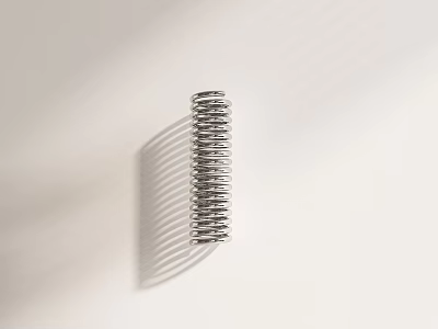 Isolated Metal Coil Spring Standing On White Background With Shadow Effect 3d model