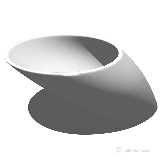 Modern Freestanding Washbasin Featuring Unique Curved Shape And Smooth Surface 3d model 