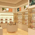 COSYROOM Shopping Mall Counter With Orange Signage And Product Display Shelves