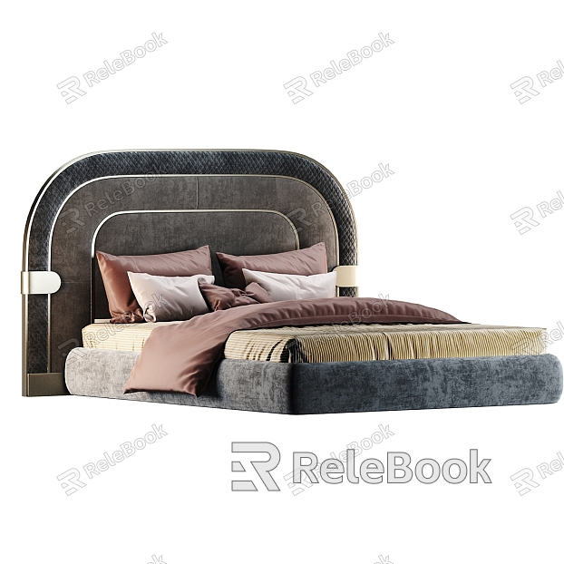 Luxury fabric metal detail double bed model