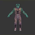 Biomechanical Character With Black Helmet Red Eyes And Armored Body Design